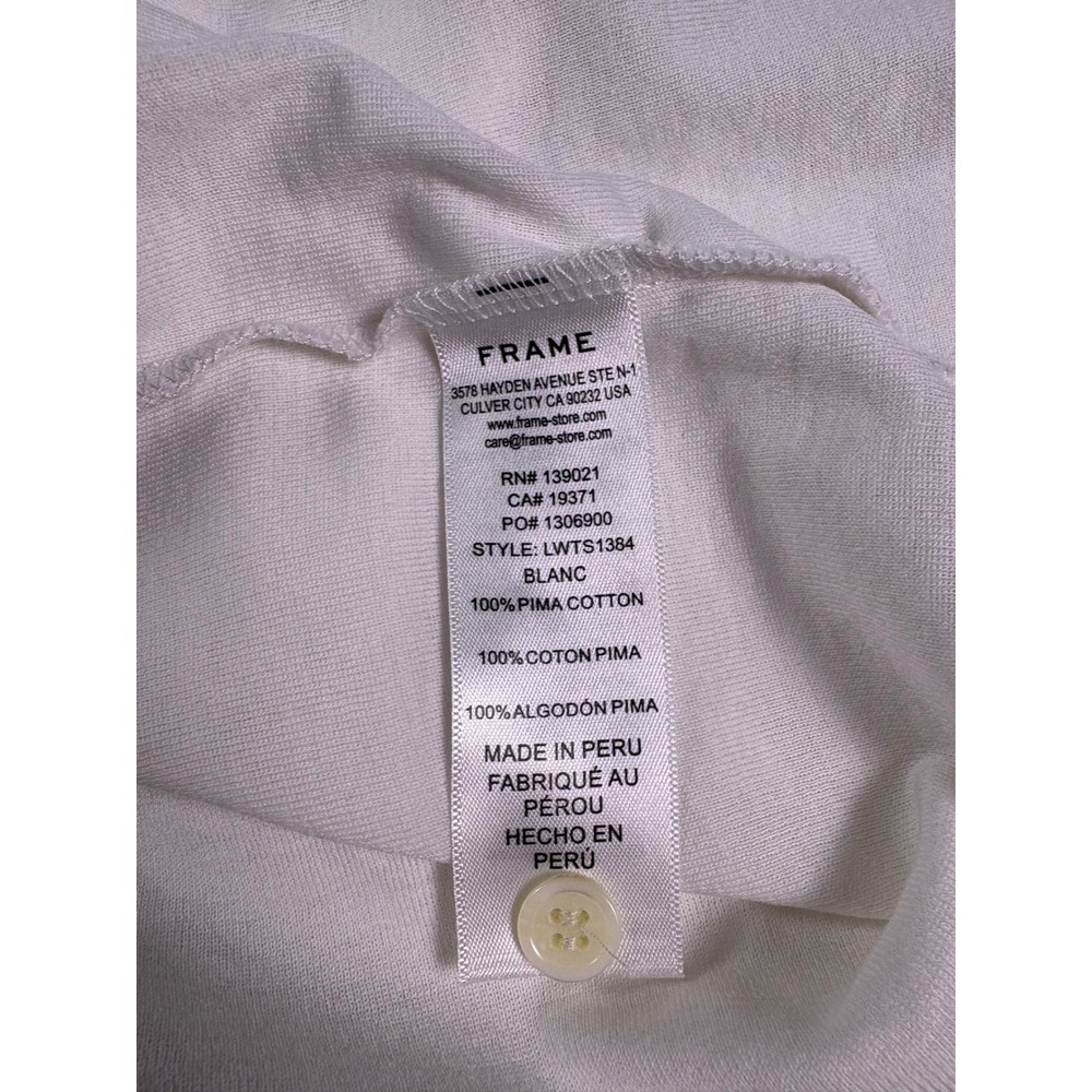 FRAME Button Down Shirt Womens S Stretch White Pima Cotton Utility Safari Fitted - Picture 5 of 8